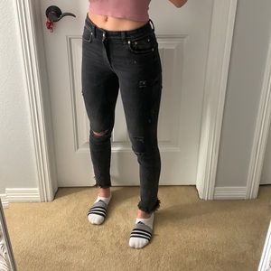 Black skinny ripped Zara jeans